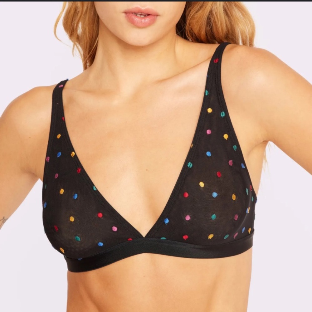 Parade black triangle bralette colorful polka dots